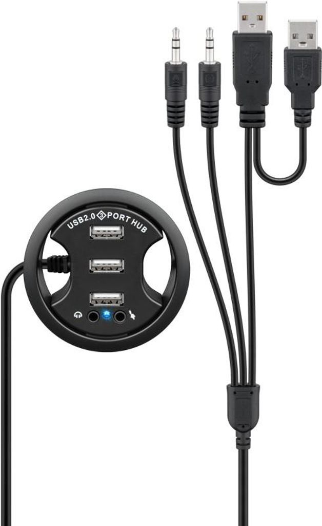 Goobay 93894, USB 2.0, 3.5mm, USB 2.0, 480 Mbit/s, Černá, Obrázek produktu 