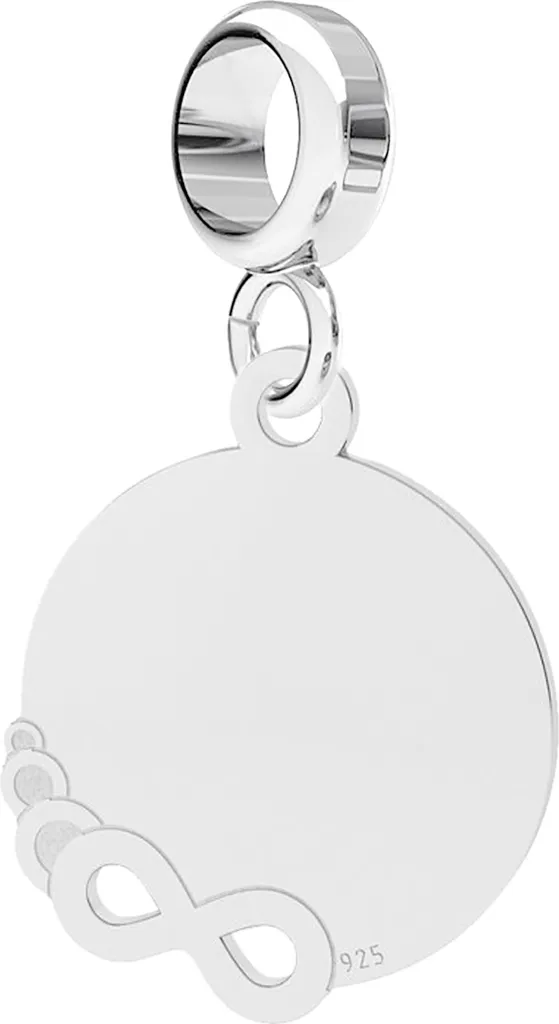 Charm d'argento rotondo Infinity Circle Love Argento 925