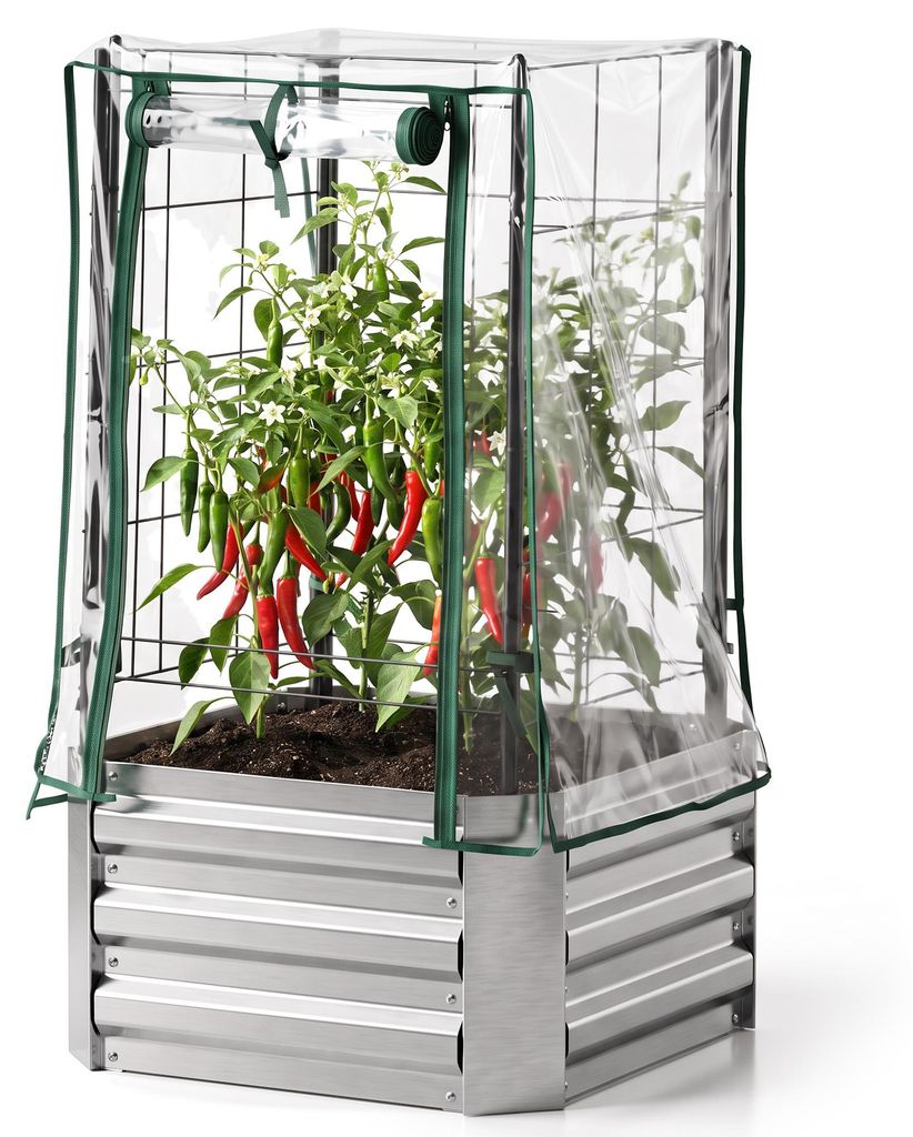 3-tlg.-Set Pflanzkasten Hochbeet mit Kunststoffabdeckung, Produktbild 