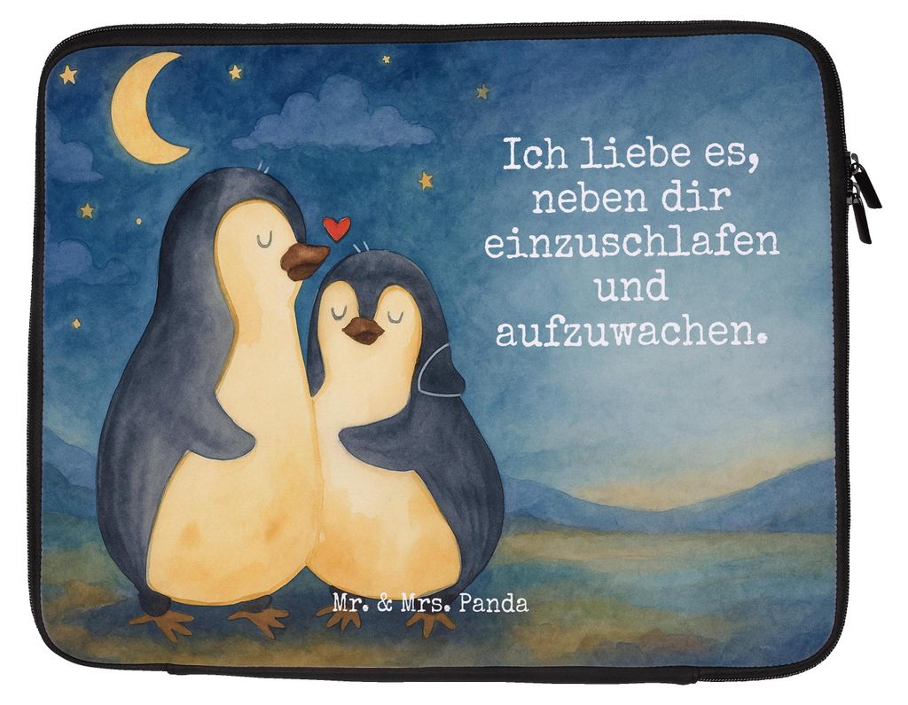 Mr. & Mrs. Panda Laptop Tasche Pinguine Einschlafen Design 27 x 36 cm - Weiß - Geschenk, Liebesbeweis, Notebook, Valentinstag, Laptoptasche, für ...