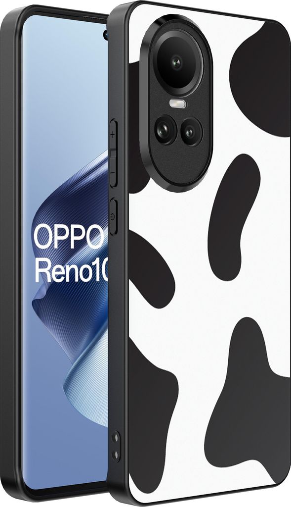 Smartphonica Handytasche Geeignet für Oppo Reno 10 / 10 Pro mit Kuhflicken Impressum - TPU Backcover Fall mit Kuhflicken Design