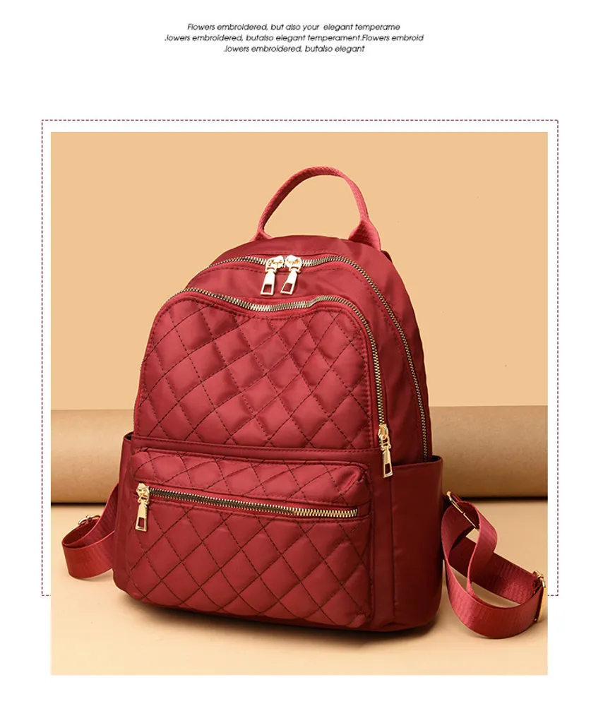 Zaino Donna Zaini Scuola Uni Viaggio Lavoro Tempo Libero Con Scomparto Laptop Anti Furto Borsa Tracolla, 27*13*31cm, Signore, Rosso - 2