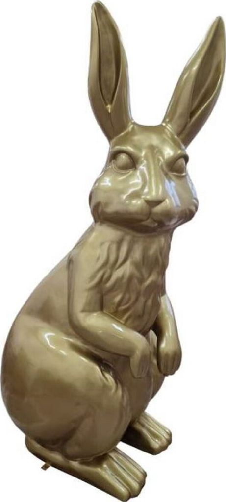 Casa Padrino Luxus Deko Skulptur Hase Gold H. 220 cm - Riesige Gartenskulptur - XXL Deko Skulptur - XXL Deko Figur - XXL Tierfigur - Luxus Garten D...