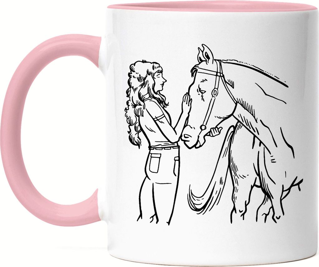 Pferd Tasse Rosa Hengst Frau Liebe Modern Reiten Hobbie Tier Pferdeflüsterer Ausritt Pferdeliebhaber Reiterin