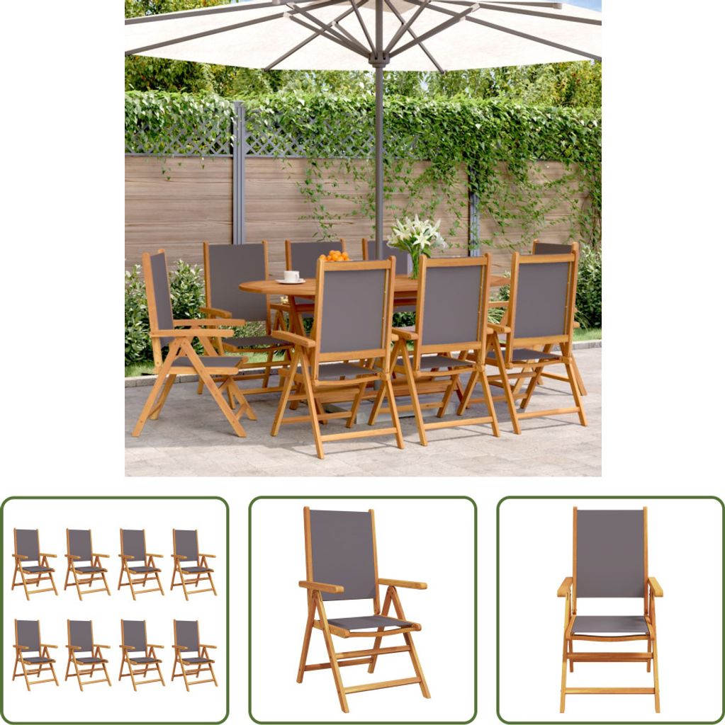 The Living Store Gartenstuhl Verstellbar 8 Stk. Anthrazit Stoff und Massivholz