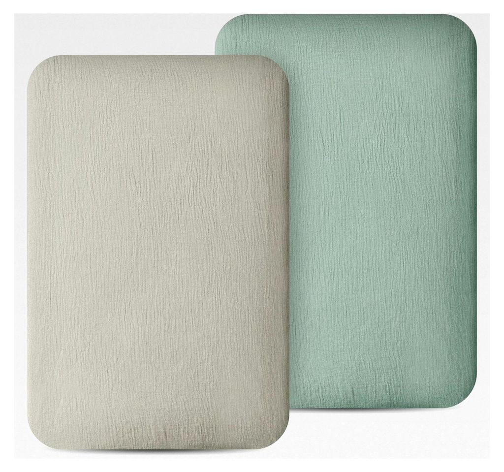 100% Musselin Baumwolle Bettwäsche 2er Set - Ultra weich, atmungsaktiv & hautfreundlich, passend für ovale und rechteckige Matratzen 76x45x10cm, ...