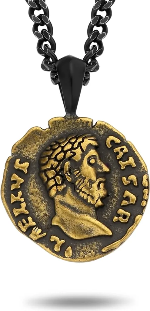 Collana Moneta Frank 1967 7FN 0013 Acciaio Oro Nero 60cm Uomo