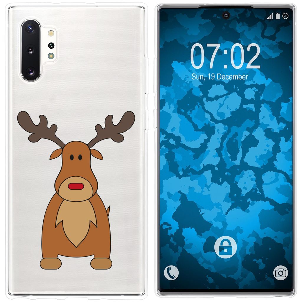PhoneNatic Case kompatibel mit Samsung Galaxy Note 10+ Silikon-Hülle X Mas Weihnachten Rentier M3