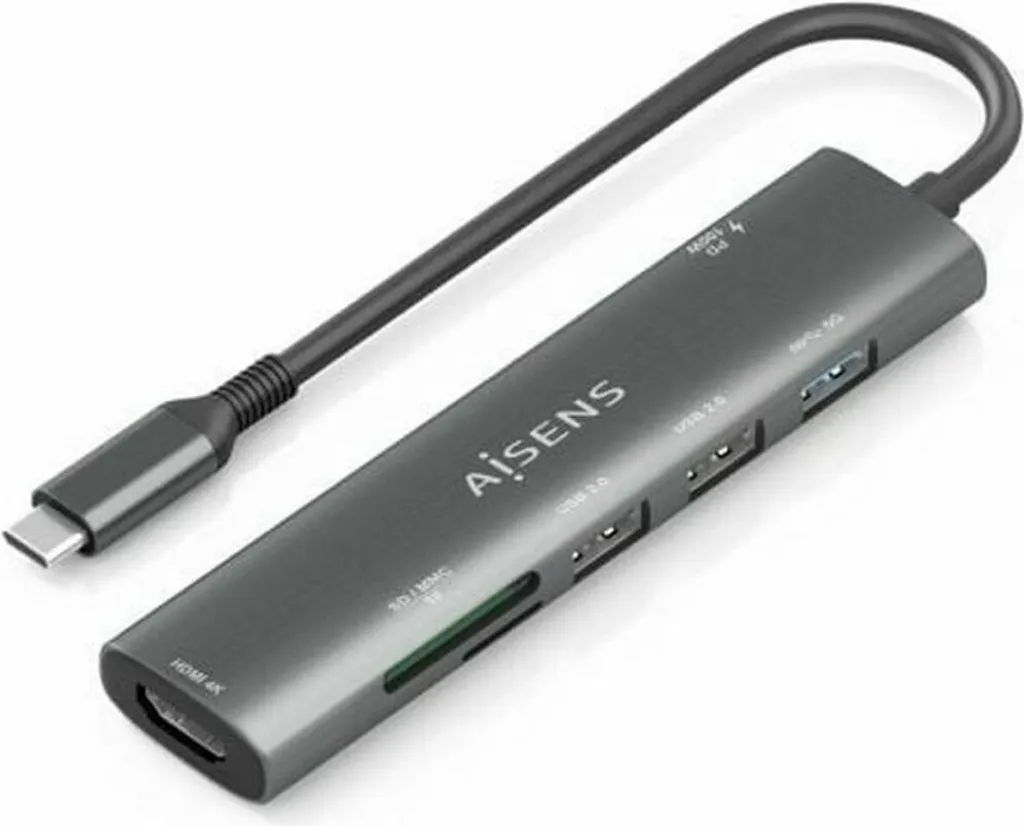 Hub USB-C Aisens ASUC-7P027-GR 7-in-1: HDMI 4K e Power Delivery 100W