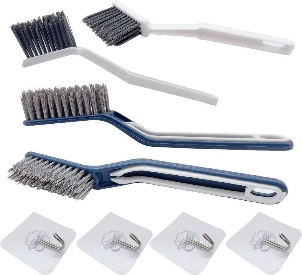 Multifunktionale Reinigungsbürsten Set - Für Ecken und Fliesen - Set von 4 - Blau und Weiß
