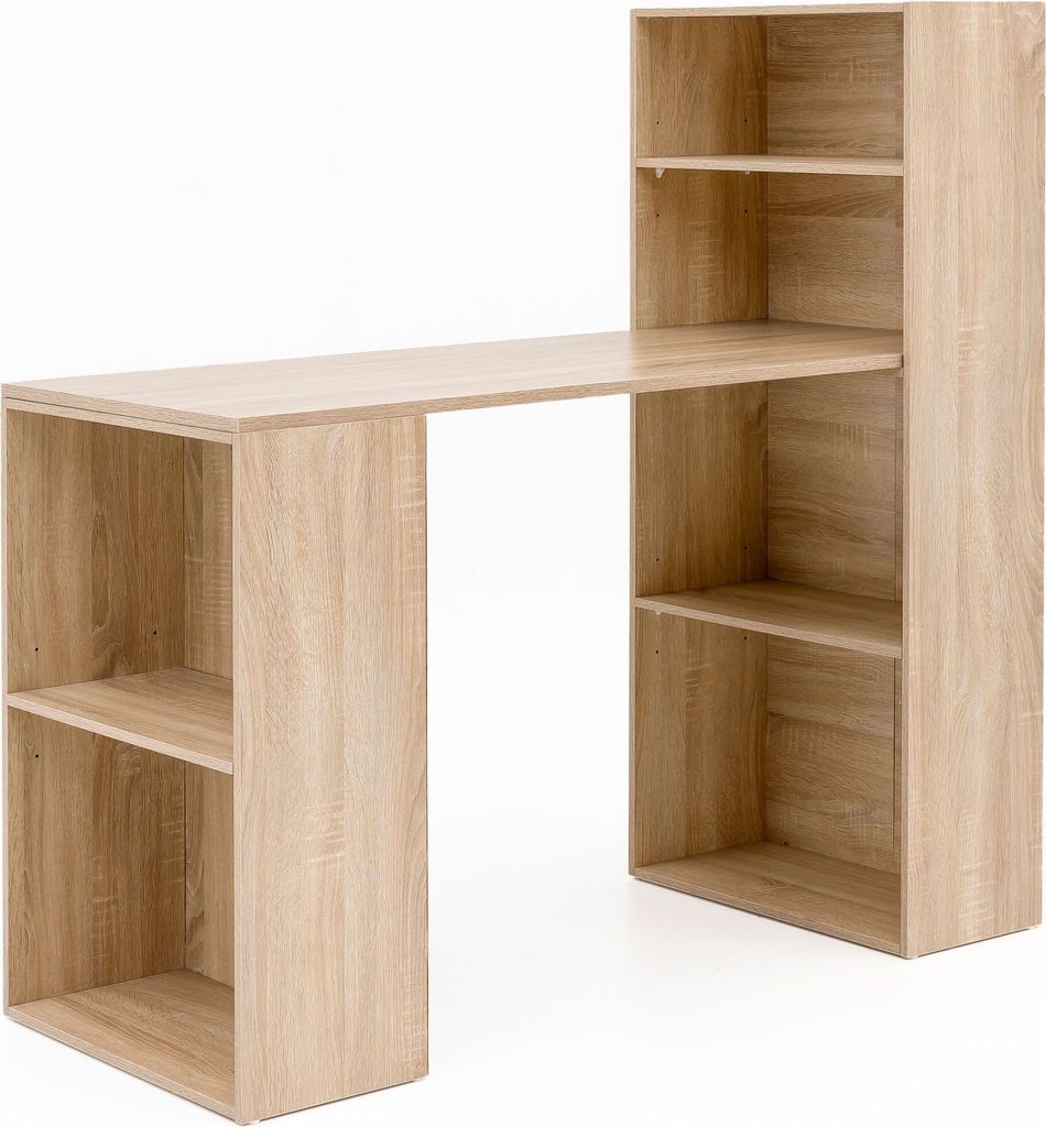 Schreibtisch WL5.693 mit Regal 120 x 120 x 53 cm Sonoma Holz Modern | Schreibtischregal Ablagefächer PC Tisch | Computertisch mit Ablage | Design ...
