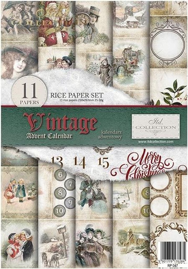 Reispapier-Set A4 – RP047 Vintage Adventskalender – ITD Collection