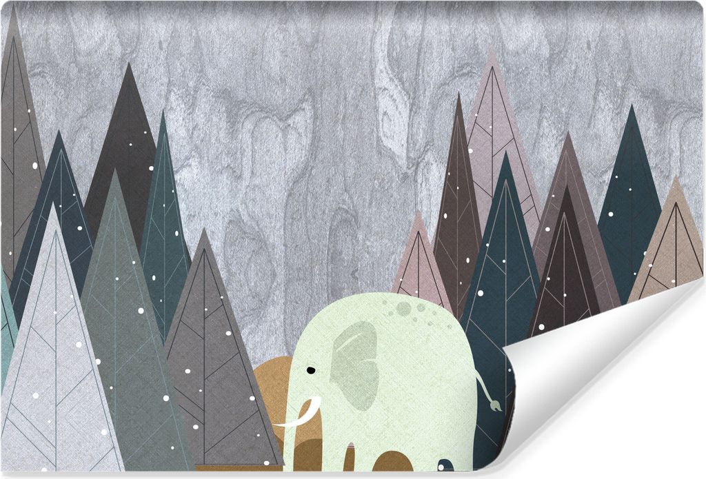 Muralo Selbstklebende Fototapete Bäume Elefant ABSTRAKTION Kinderzimmer Br. 520cm x Hö. 318cm