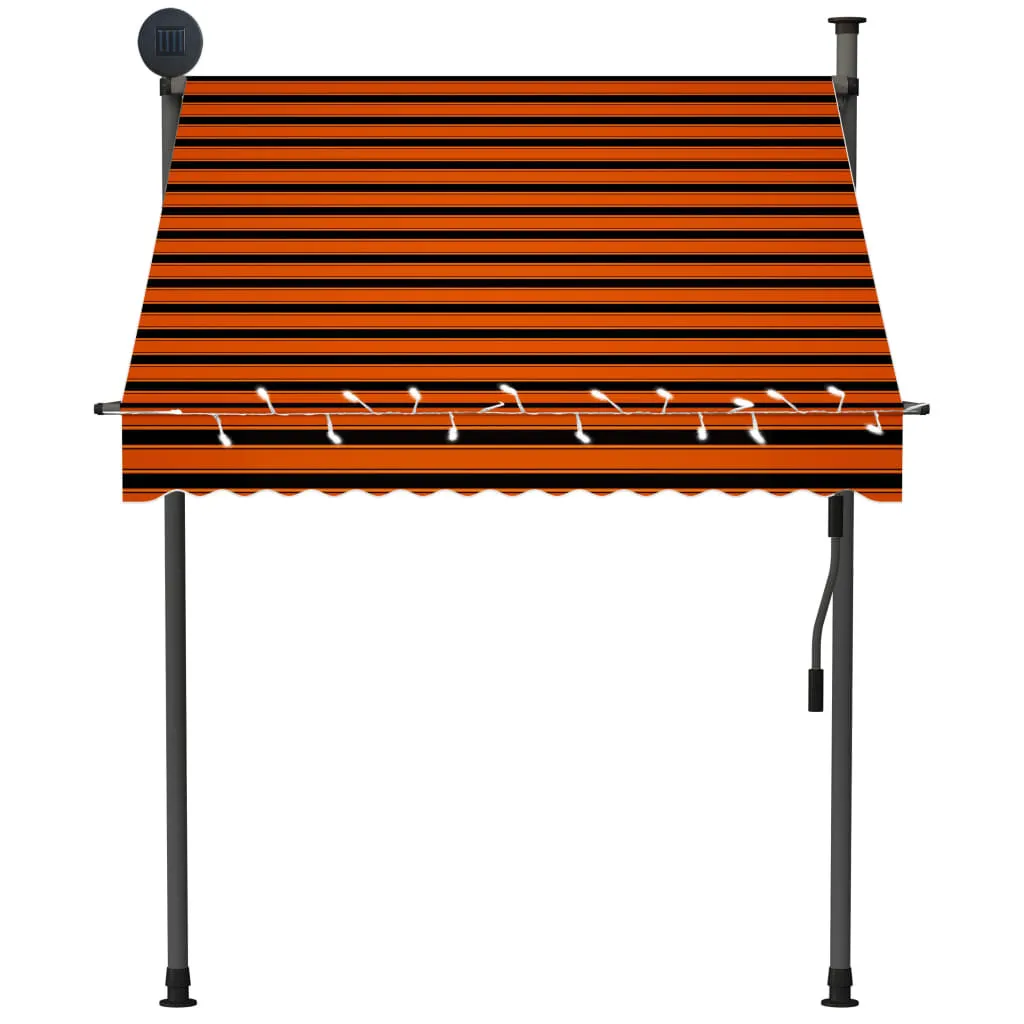 Store de terrasse manuel 150 cm Orange Marron avec LED pour soirées - 3