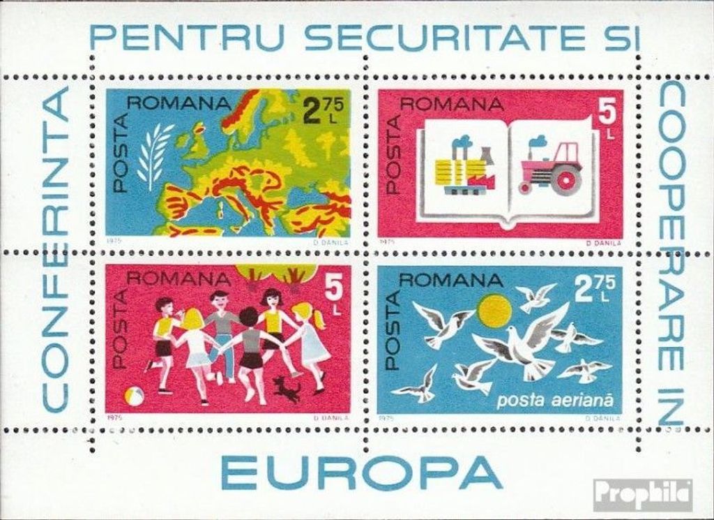 Briefmarken Rumänien 1975 Mi Block124 (kompl.Ausg.) postfrisch KSZE