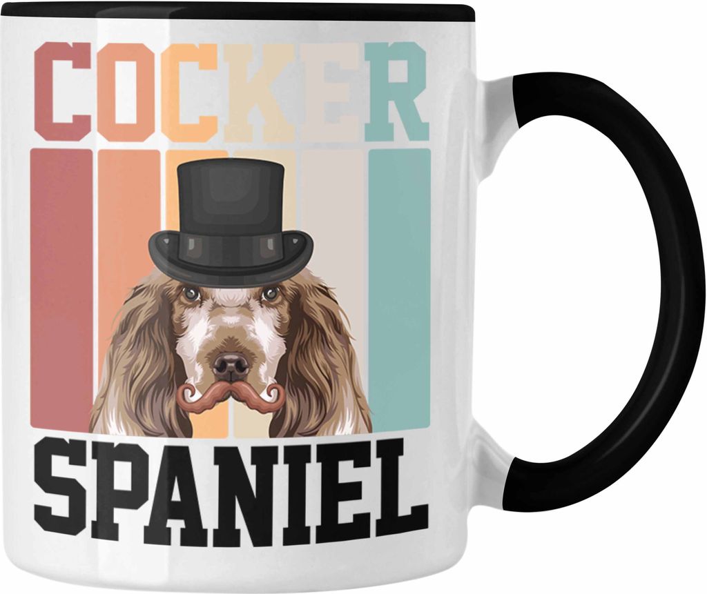 Trendation - Cocker Spaniel Besitzer Tasse Geschenk Lustiger Spruch Geschenkidee Retro Vinatge Cocker Spaniel (Schwarz)
