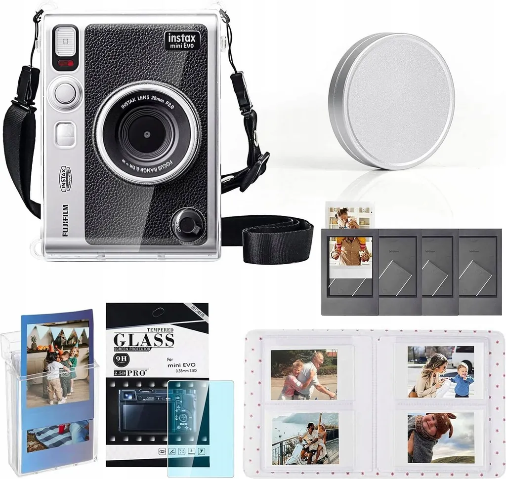 Kit Protezione 6-in-1 Instax Mini EVO - Case Trasparente + Vetro + Album