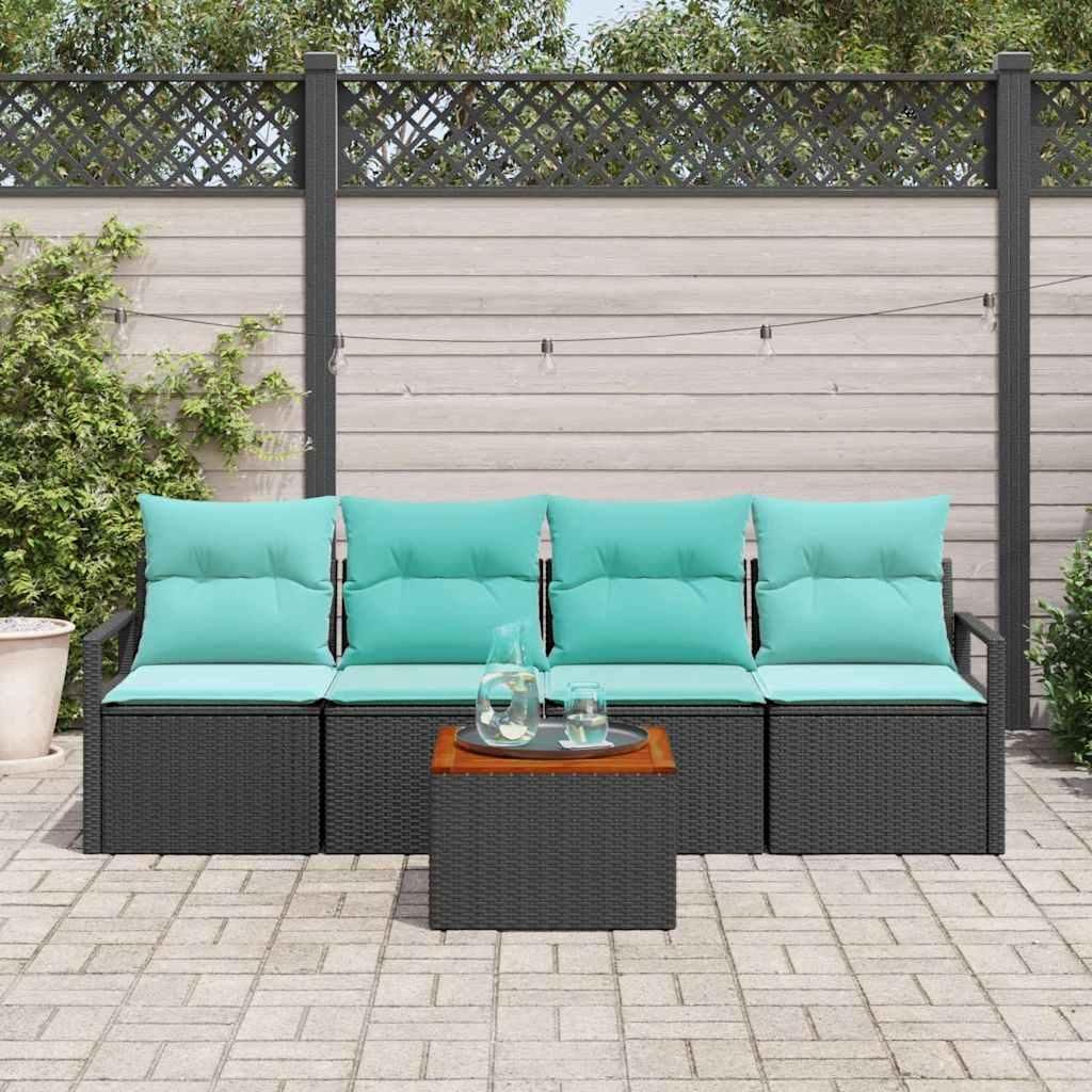 Maison Exclusive - Gartensofa-set mit Kissen 5 pcs Schwarz Poly-Rattan