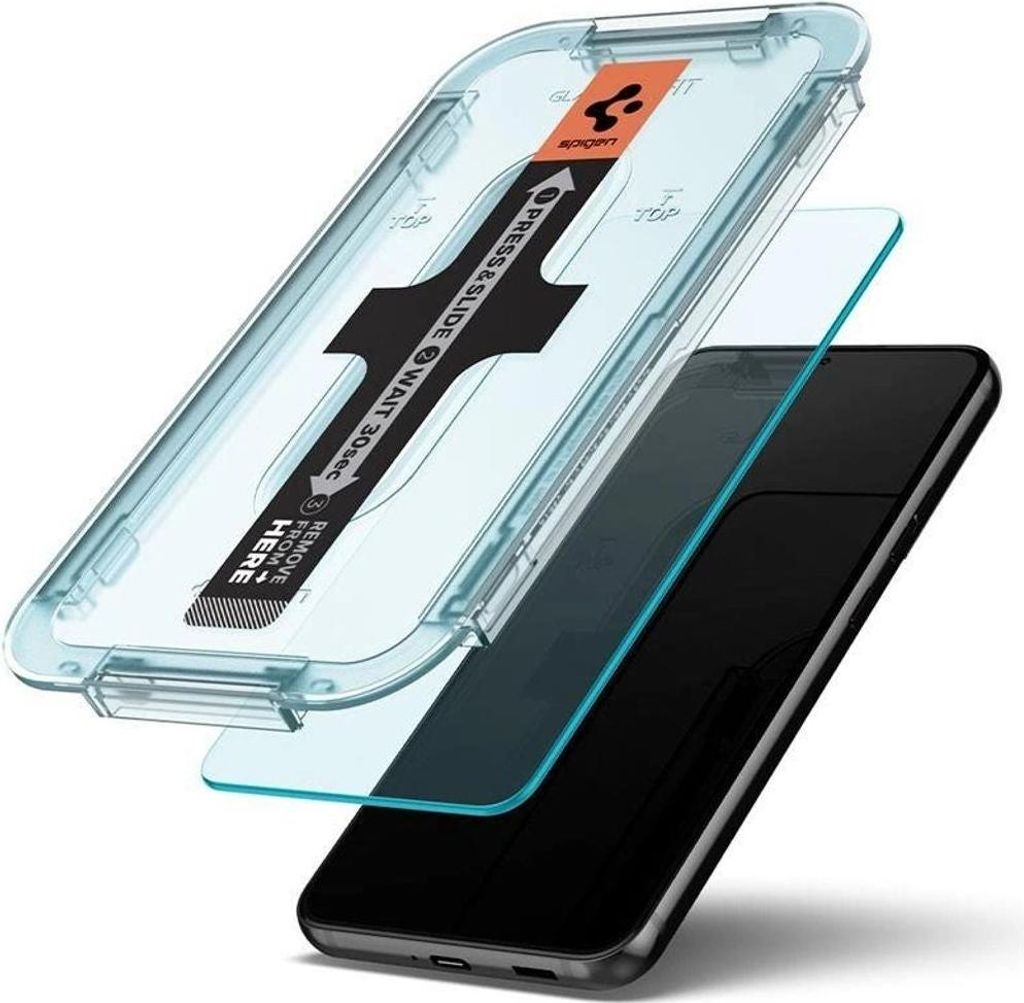 A screen protector kit for a smartphone, including the screen protector, an application guide, and a smartphone.