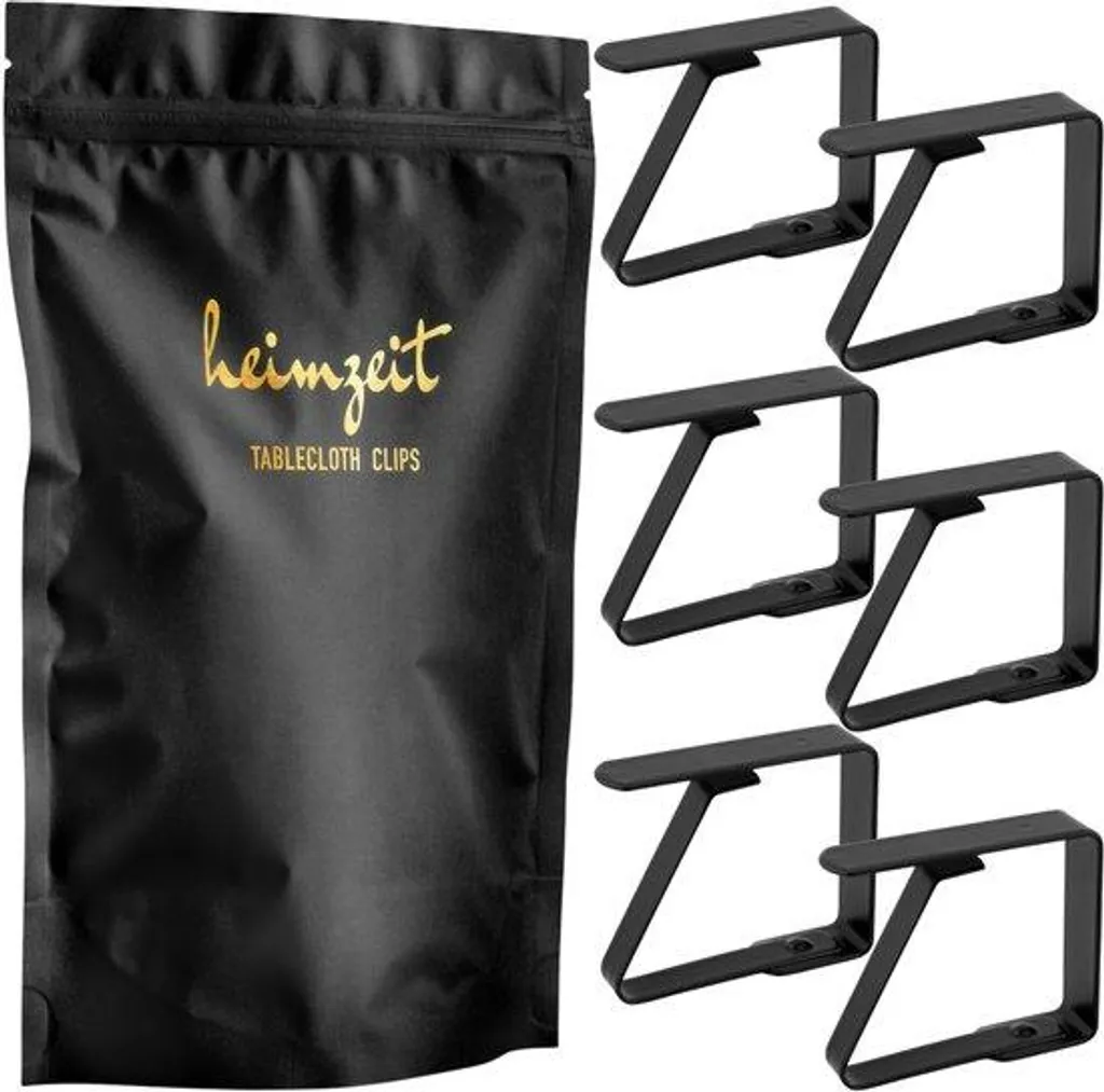 Pinces à nappe anti-vent en inox noir 6 pièces pour table de 3 cm