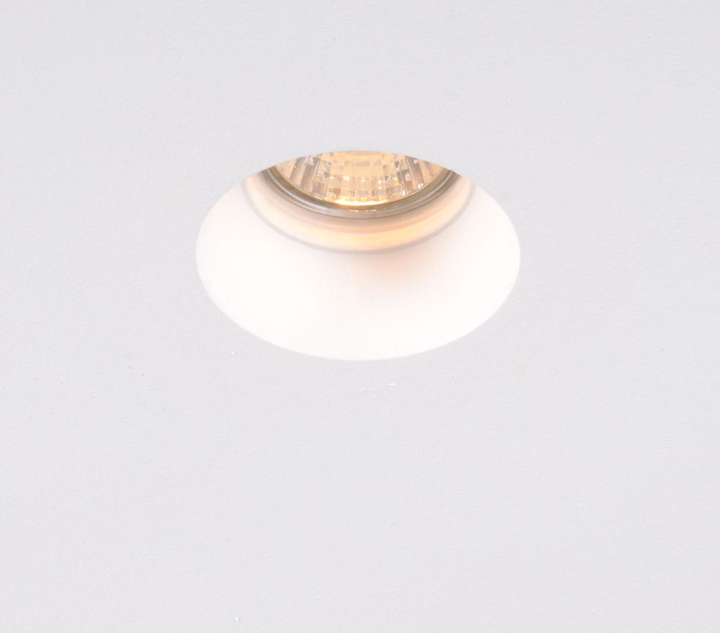 QAZQA - Modern Smart Einbaustrahler Weiß 13 cm Rund inkl. Wifi GU10 50mm - Gypsy I Wohnzimmer I Schlafzimmer - Gips Rund - LED geeignet GU10