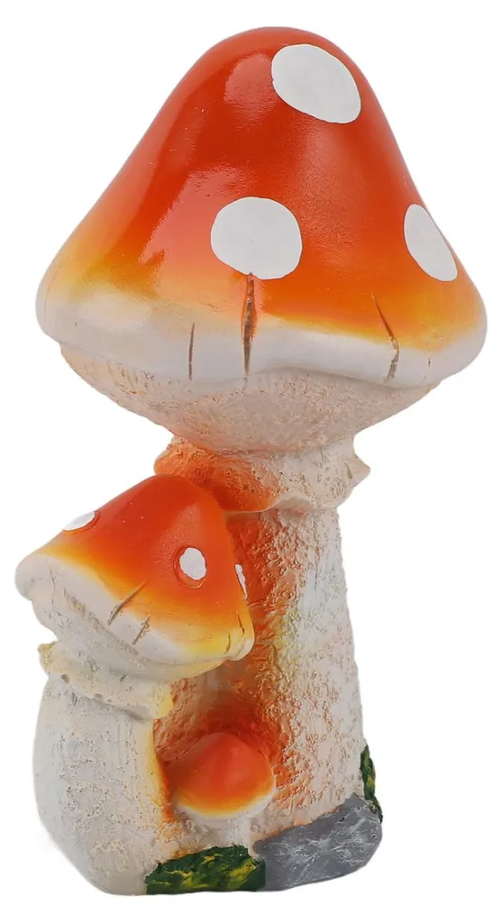 Lot de 3 champignons en résine orange pour décoration de jardin soignée