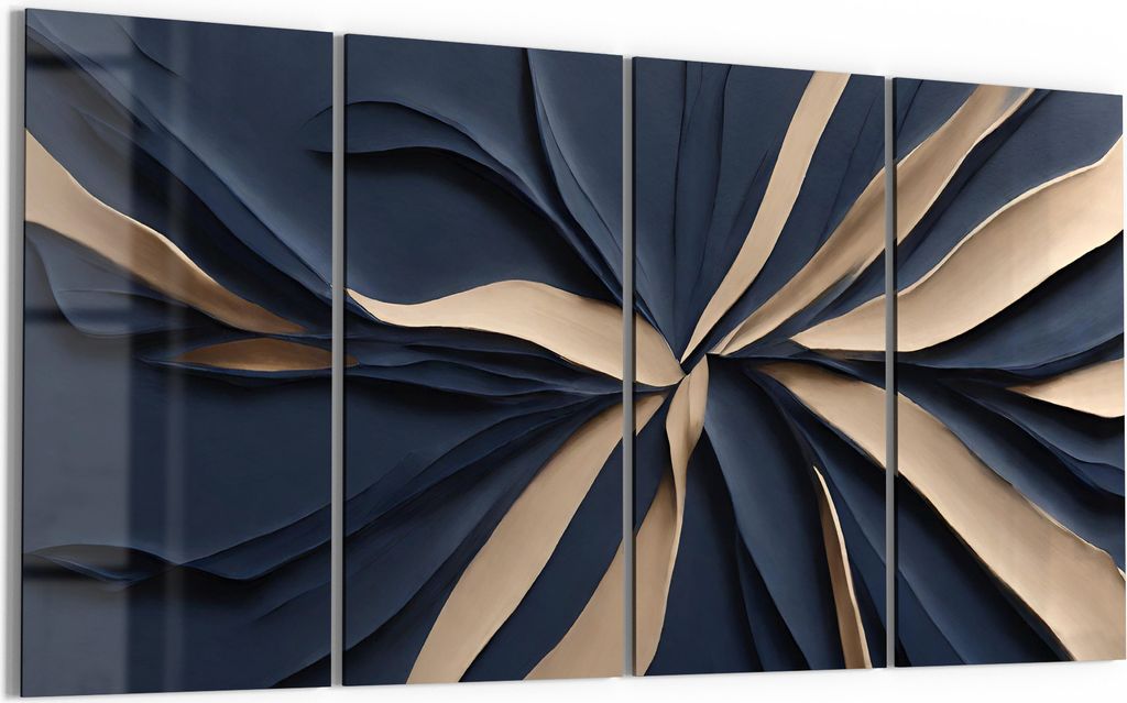 DEQORI Glasbild Echtglas 4x30x60 cm 'Geometrie des Luxus' Wandbilder XXL groß