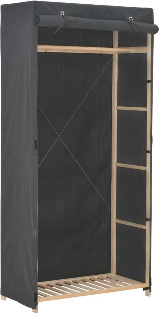 Armadio Grigio in Tessuto 79x40x170 cm - Guardaroba Salvaspazio Robusto