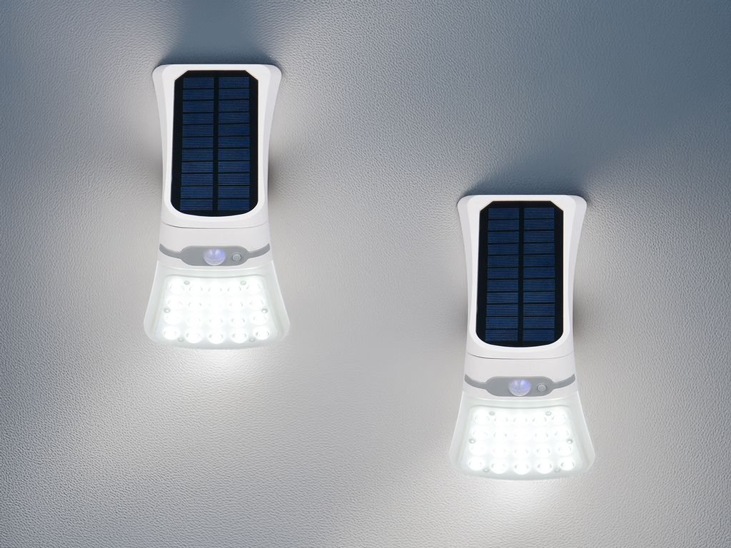 2er SET Solarleuchte mit Bewegungsmelder und Dauerlicht Carport Beleuchtung 11cm