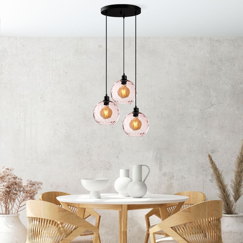 Opviq, Benek - 20-14323, Kronleuchter, Rosa, METALLKÖRPER, 44 x 44 x 40 - 120 cm