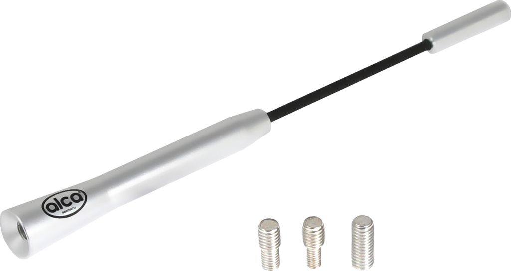 alca Dachantenne kurz Universal Ersatzstab Aluminium Auto Autoantenne Radio AM / FM / DAB+ silber-schwarz M4 M5 M6 Gewinde Antenne Autoradio Dach