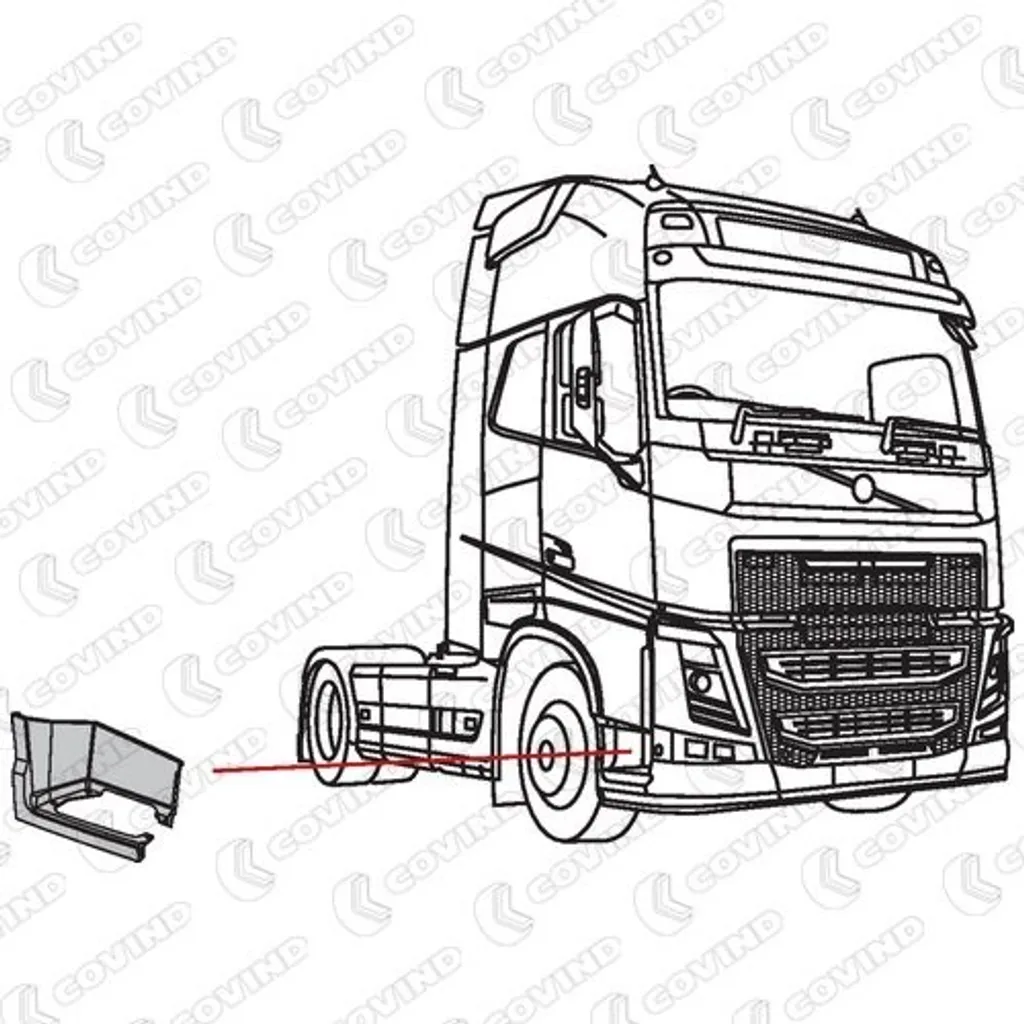 Réparer bas de caisse Volvo FH avec cette tôle d'accès droite COVIND 240