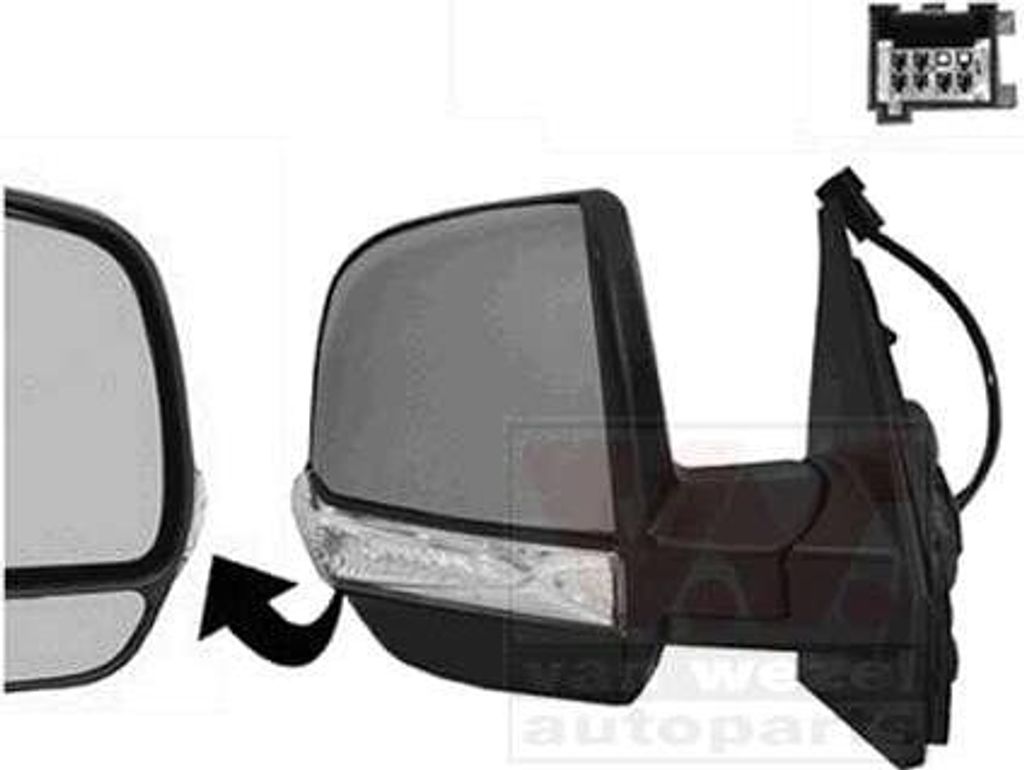 VAN WEZEL 1638818 Außenspiegel Seitenspiegel Rechts für OPEL COMBO Kasten/Kombi (X12) Konvex Beheizt Grundiert
