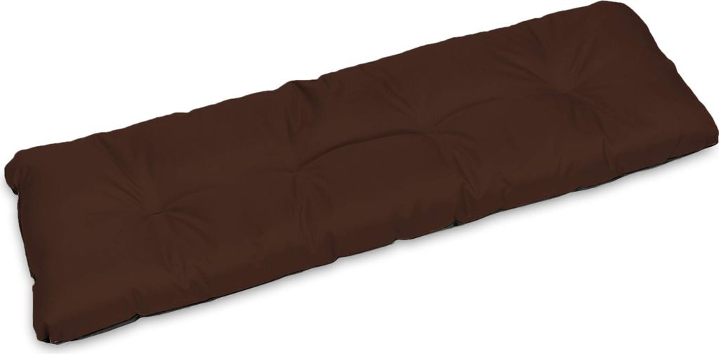 A brown bench cushion on a white background.