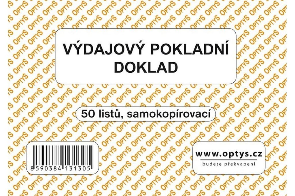 Tiskopis Výdajový pokladní doklad Optys, A6, samopropisovací, 50 listů