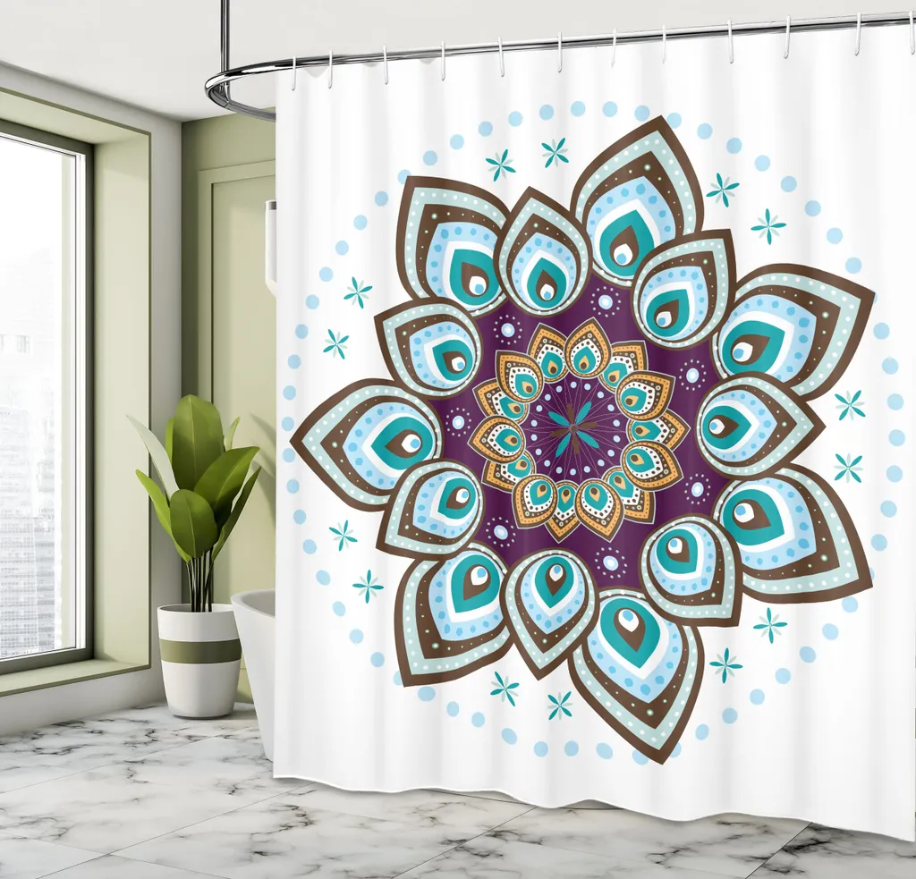 Rideau de Douche Imperméable Mandala pour Grande Baignoire 240cm - 3