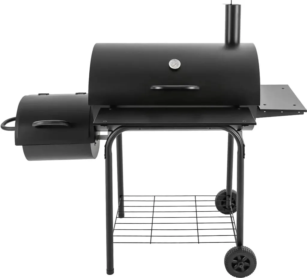 Barbecue au charbon de bois chariot XXL avec thermomètre et 2 grilles