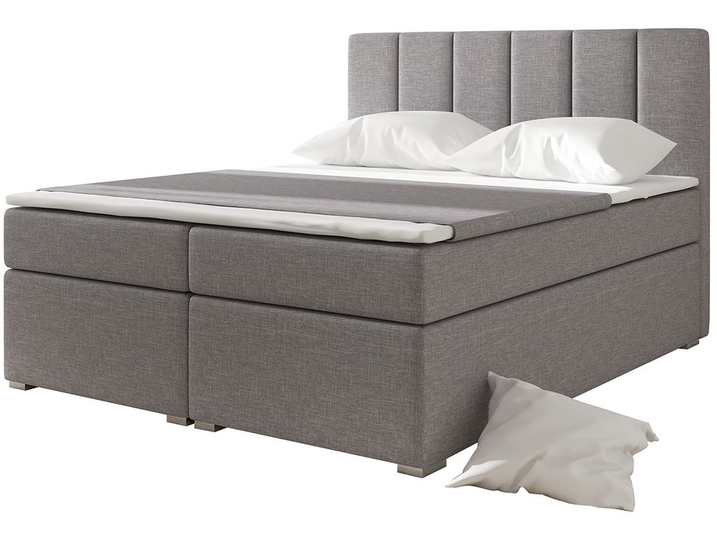 nabbi Gepolstert Doppelbett mit Stauraum Birma 180 - hellgrau