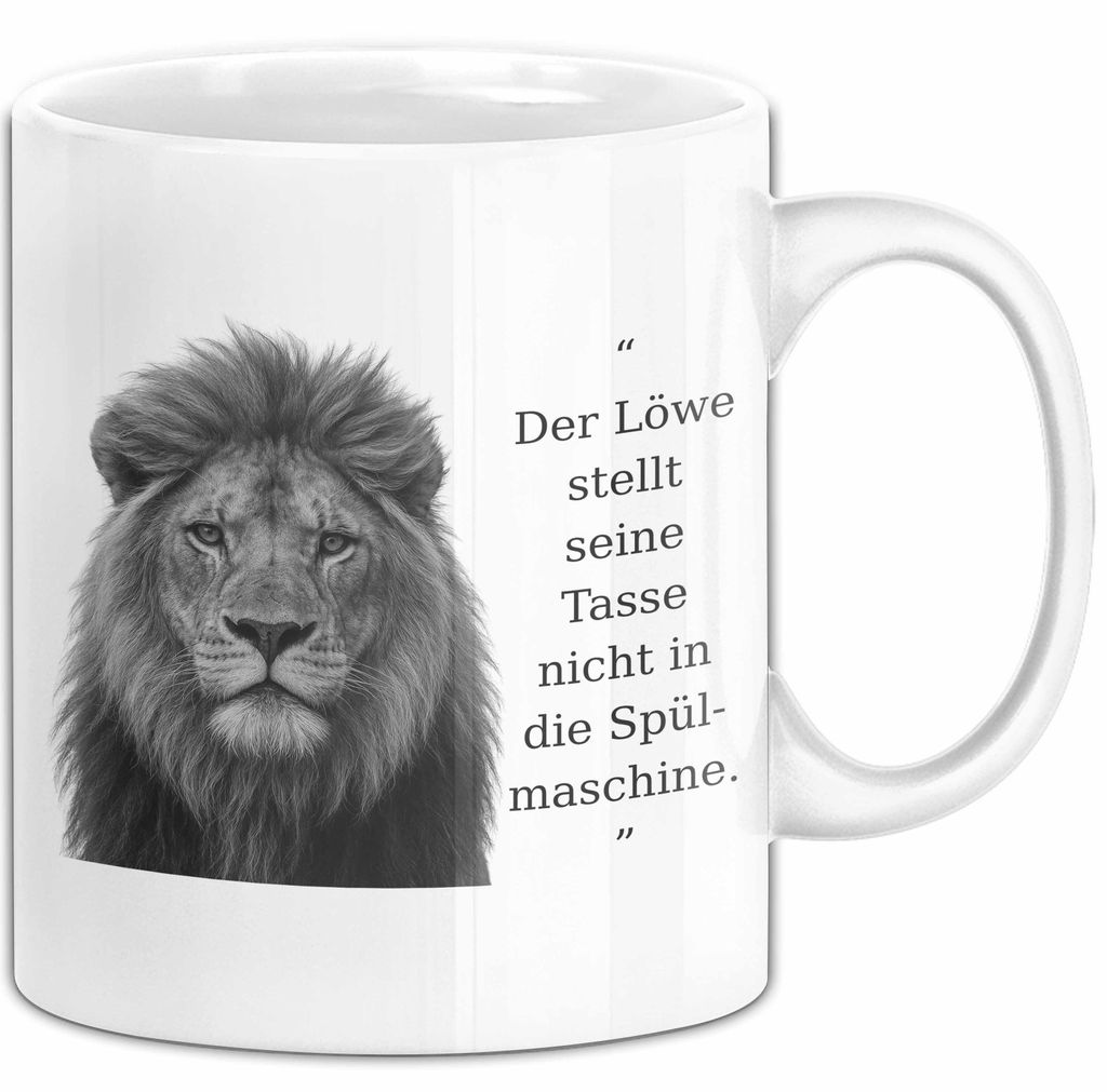 Der Löwe Stellt Seine Tasse Nicht In Die Spülmaschine Büro Becher Geschenk (Weiß)