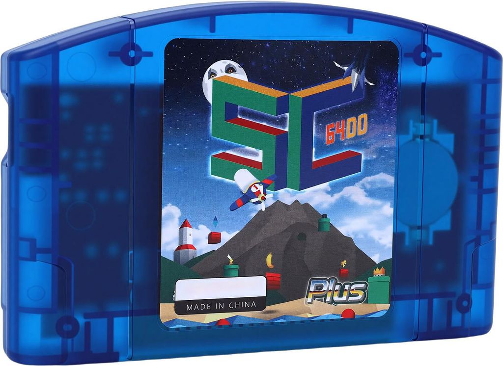 Open-Source-Kassette für N64-Spielkonsole Schnell lesbare Karte Retro-HD-Spielkassette mit automatischer Speicherung und Backup Blau transparent