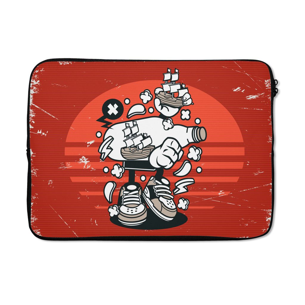 MuchoWow Laptop Hülle 14 ZollVintage - Boot - Flasche Laptoptasche - Laptoptasche - Stoßsicher - Schutzhaube