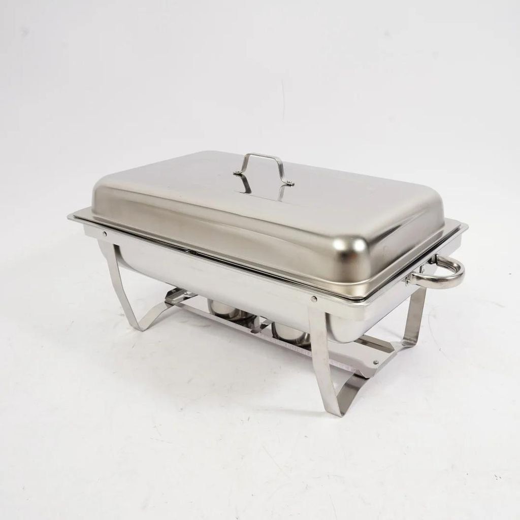 Buffetwärmer - Chafing Dish Bain-Marie - Klappbar - Doppelkammer - Edelstahl - Brennstoffbrenner - 7,5 L - Schwarz