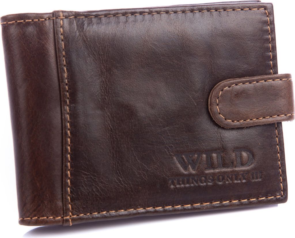 WILD Echtleder Herren Kartenetui Etui für Kreditkarten Visitenkarten Dunkelbraun