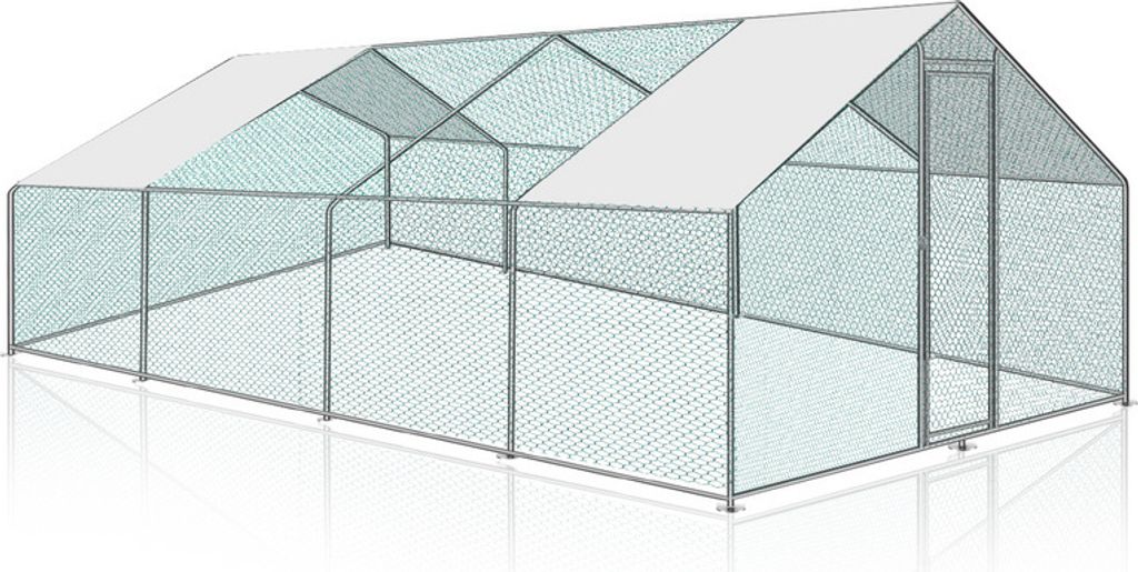Jopassy Hühnerstall Outdoor großer Hühnerhaus Dach Freilaufgehege Geflügelstall mit PE Verzinkter Stahlrahmen und abschließbare Tür 3 x 8 x 2 m