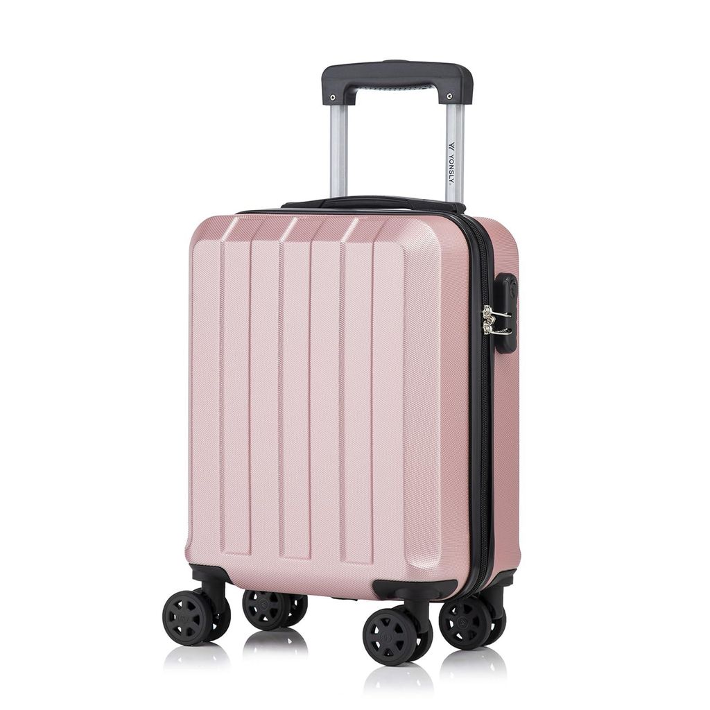 Koffer Trolley Reisekoffer Suitcase, Rollkoffer Handgepäck ,mit 4 Rollen360°, Hartschalenreisekoffer, Zahlenschloss, Weicher Gummigriff (S,Roség...