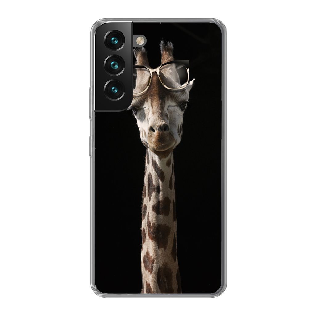 MuchoWow Handyhülle Schutzhülle Hülle für Samsung Galaxy S22 Plus Giraffe - Schutzbrille - Schwarz Silikon Softcase Handy Hülle - Schutzabde...