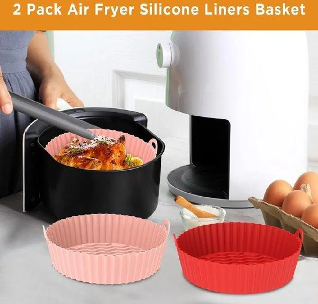 Lot de 2 Fouets pour Friteuse à Air Chaud 21,5 cm en Silicone Rouge et Rose
