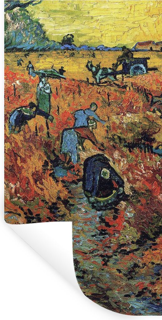 MuchoWow Wandtattoo Wandsticker Wandaufkleber Der rote Weinberg - Vincent van Gogh 80x160 cm Selbstklebend und Repositionierbar - Sticker - Dekor...