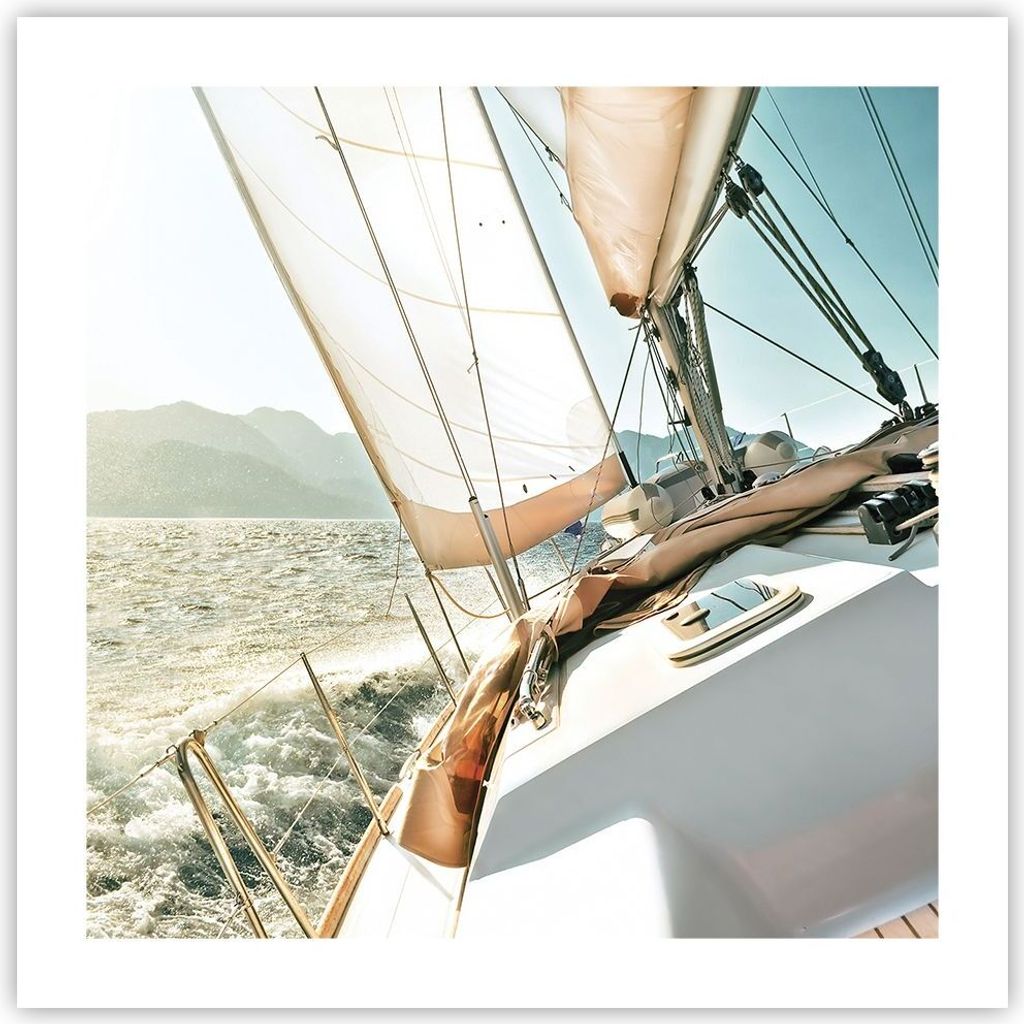Poster - Poster ohne Rahmen - Yacht Segeln So - 50x50 cm - Wand Bild - Wanddeko - Wandbilder - Kunstposter - Wandposter - Bilder - Kunstdruck - Wan...