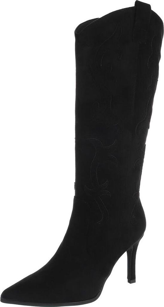 Ital-Design Damen Stiefel Wildlederoptik High-Heel Stiefel 90515129 Schwarz Gr. 39